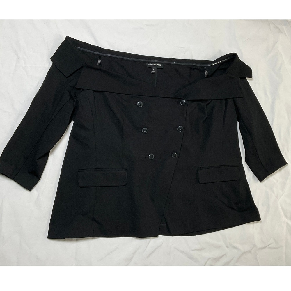 Lane Bryant Black Off-The-Shoulder Blazer Jacket Size 26 Career Cocktail